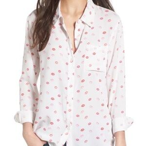 Rails lipstick print kiss me button down